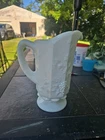 MCM Vintage Westmoreland White Milk Glass 9” Pitcher Paneled Grape