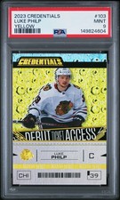 2023 UPPER DECK CREDENTIALS YELLOW #103 LUKE PHILP PSA 9