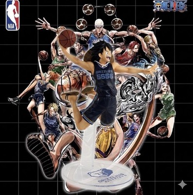 One Piece x NBA Luffy Memphis Grizzlies Figure Master Stars Piece Bandai New.