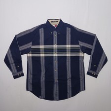 Vintage 2000 Tommy Hilfiger Mens Blue Plaid Button Down Shirt Oversized Medium