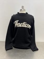 New - Indian Motorcycle Men  s Black Oversized Knit Sweater W/White Logo - Size-M