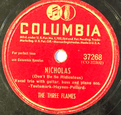 The Three Flames - Nicholas / Open The Door Richard - 10'' Columbia 37268 Record 
