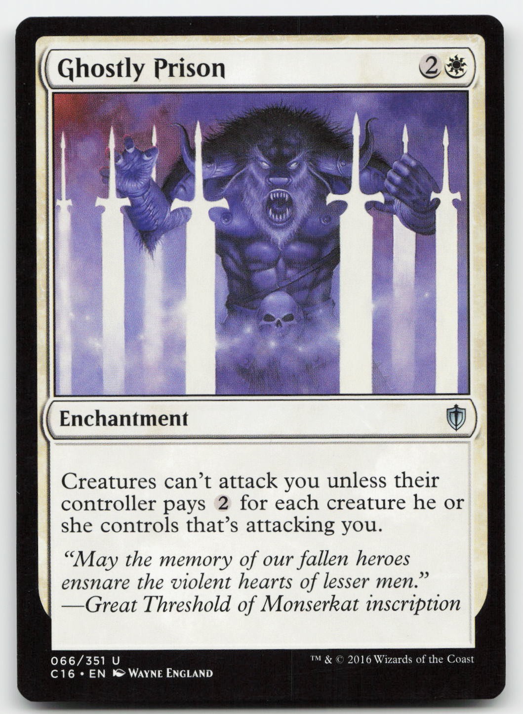 Ghostly Prison #66 (LP) Commander 2016 C16 Magic MTG