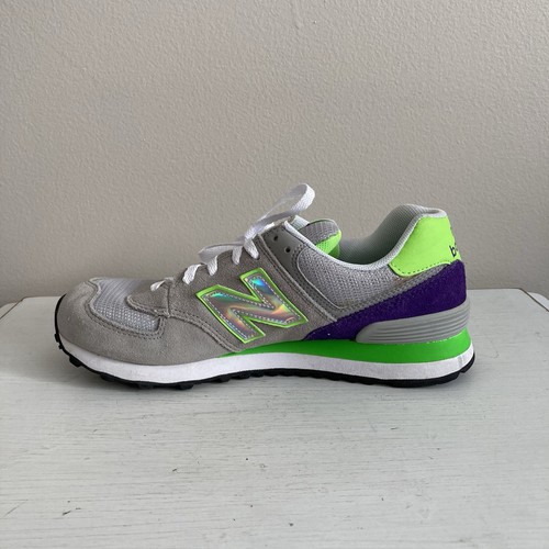 New Balance 574 Womens Hologram Pack Sneaker Shoes Gray Green Purple Size 9 - Picture 4 of 11