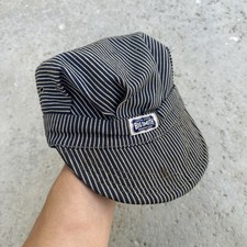 true vintage 50/60 s big smith pin stripe train conductor hat