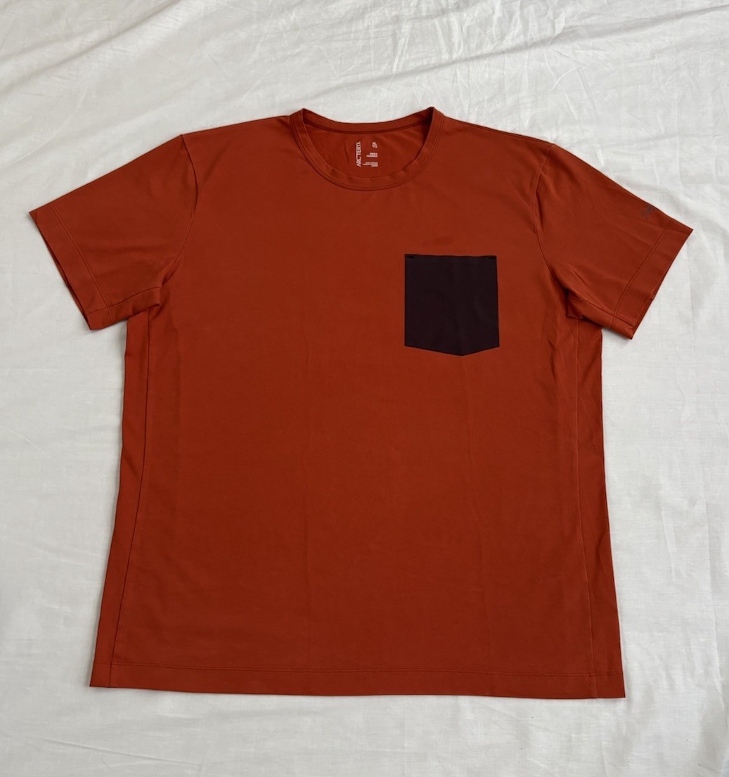 ARC'TERYX Arcteryx Tshirt Uomo Arancione Anzo Nero Tasca Manica Corta X LARGE XL