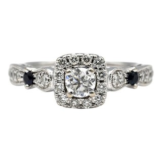 ANILLO DE COMPROMISO VERA WANG DISEÑADOR DIAMANTE ZAFIRO ORO BLANCO DE 14K 0 96 CTTW