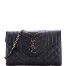 Saint Laurent Classic Monogram Chain Wallet Mixed Matelasse Leather Medium