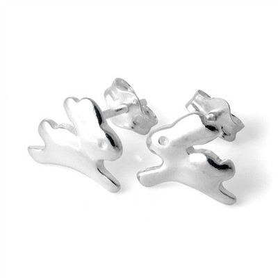 Sterlingsilber Springender Hase Ohrstecker