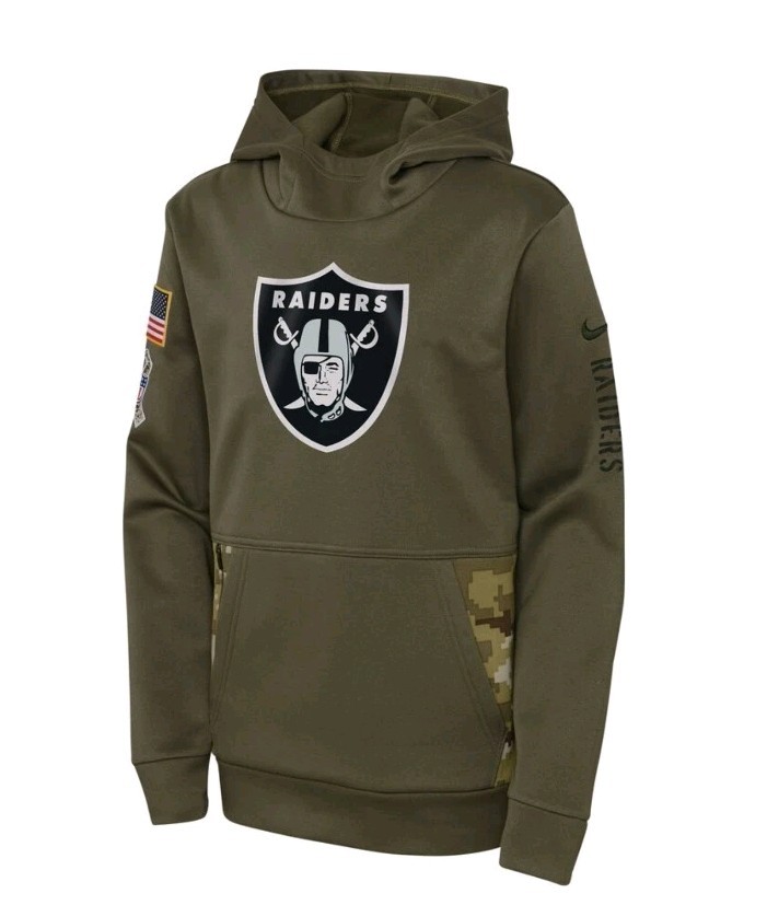 Las Vegas Raiders Nike Salute To Service USA Green Camo Hoodie - Main Image