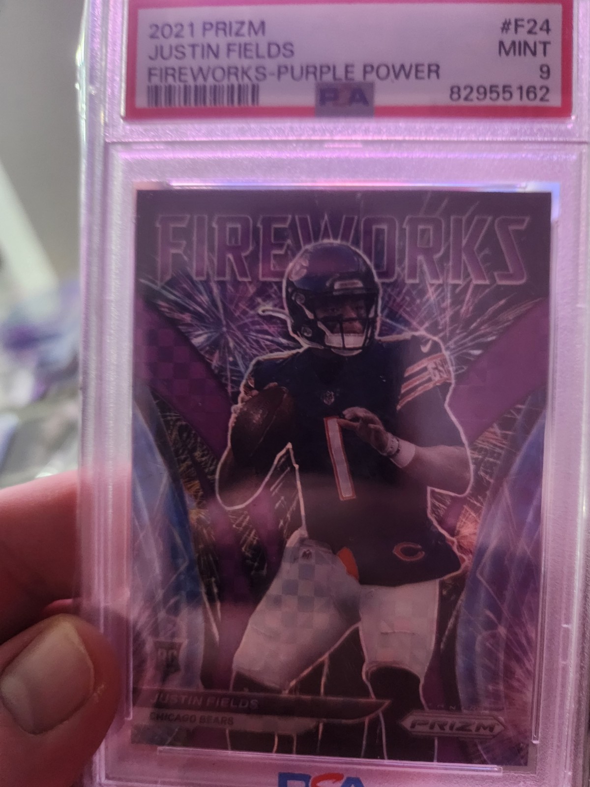 2021 Panini Prizm - Fireworks Justin Fields #F-24 Purple Power Prizm /49 (RC)