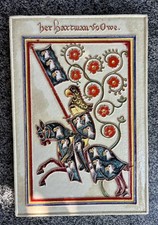 Karlsruher Majolika Wandkachel &bdquo;Herr Hartmann von Ove&ldquo; aus Codex Manesse 14. Jhd