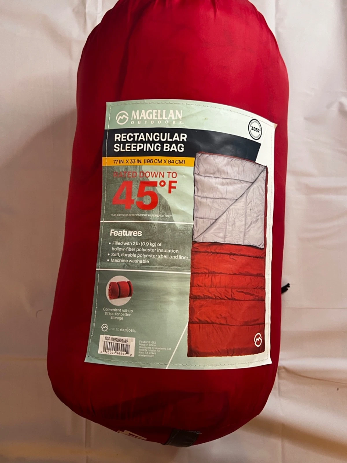 Magellan Outdoors 45° Rectangular Sleeping Bag Red 77inx33in