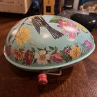 Vtg 1954 Mattel Tin Litho Musical Blue Easter Egg Bird Flower #513 non working — photo 4