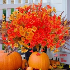 Thanksgiving Fall Artificial Silk Flowers Fake Plants for Outdoors Orangeyellow