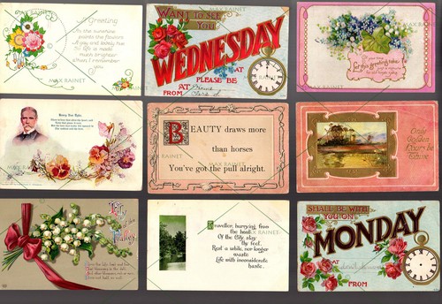 18 POSTCARD Antique Vintage Greetings Poetry Friends 1908-1929 1c 2c stamp - Picture 4 of 10