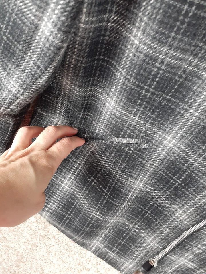 Vtg Maggie Lawrence Plaid Jacket Full Zip Womens L Black White Collard Casual - Image 3 of 4