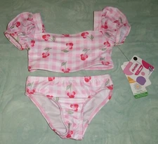 Disney Jr Minnie Mouse 2 Piece Swimsuit Pink Cherries NWT Size 18 M