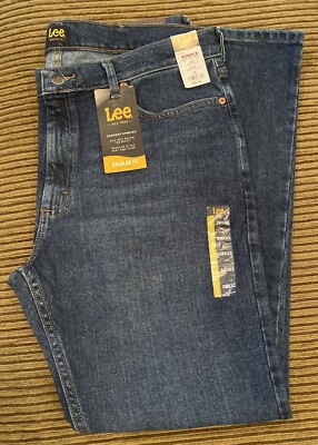 New Mens Lee Jeans 38X32 Regular Fit Bootcut Comfort Stretch Denim Dark Blue NWT