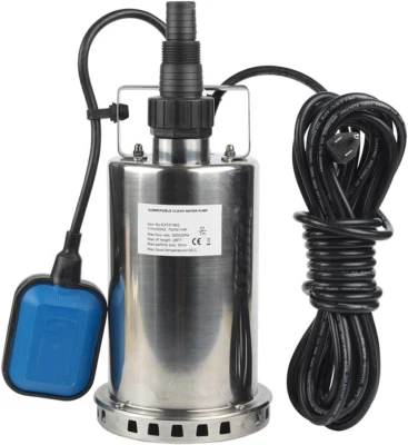 Bomba De Aguas Sumergible Acero inoxidable 1 HP 3000GPH Profundo Con Interruptor