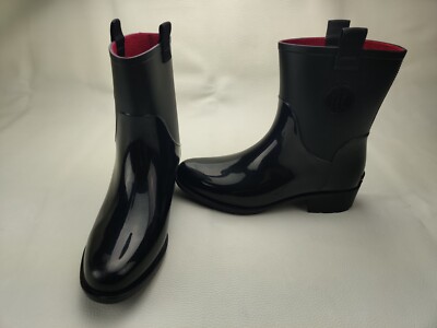 Tommy Hilfiger twkhvistie Wmn's Sz Black Short Black Rain Boots