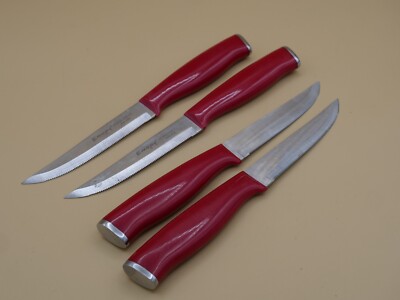 Lot Of 4 Emojoy HRC55+2 11CM Steak  Knife 4.5'' Blade Full Tang German Steel Red