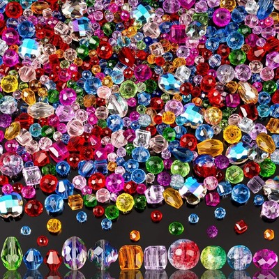 636pcs Glass Beads for Jewelry Making - Colorful Rainbow Craft Crystal Beads ...
