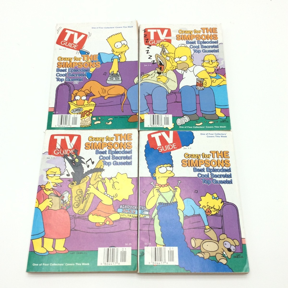 TV Guide THE SIMPSONS Set of 4 Collectors' Covers January 3-9
