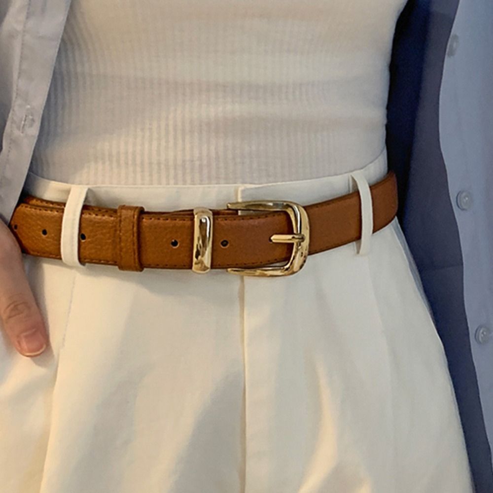 Women Leather Belt Fashion Trouser Dress Belts Casual Thin Waist Strap