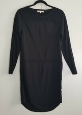 SECOND FEMALE New Bongo Dress Size XS Black Raw Cuff Raw Hem Sheer