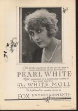 1920 WHITE MOLL PEARL WHITE PACKARD SILENT FILM MOVIE STAR ACTRESS AD 11197