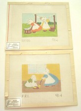 Alice Peterson Needlepoint Canvas Sunbonnet Sue 2 Days Week Handpainted Vintage