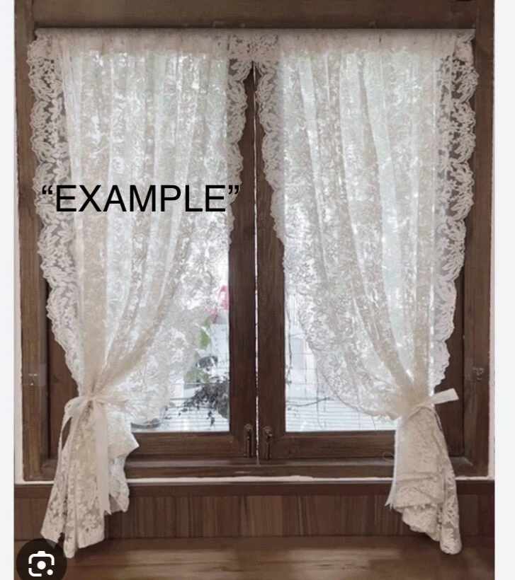 CURTAINS Vtg For Large Window One Set 60 x 48 in. Ruffles & Tie-Backs MAUVE*USA* - Image 3 of 3