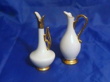 Vintage Minature Bud Vases, Pitchers or Ewers - White With Thick Gold Trim