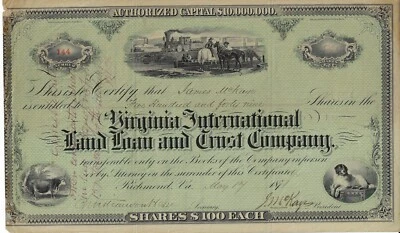 Virginia International Land Loan and Trust Company, 1871 - Bild 1 von 2