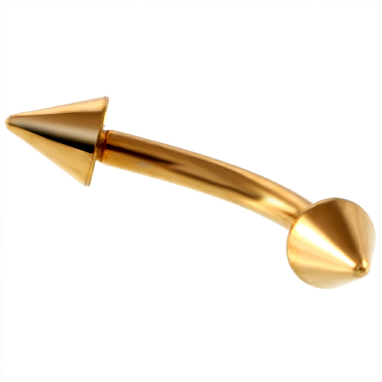 Curved Eyebrow Barbell Anodized Gold Spiked Earring Helix Tragus Bar 16g 10mm