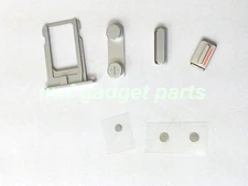 New SILVER Volum,Mute,Power Buttons, Sim Tray Set+Contact Shims for iPhone 5S~US