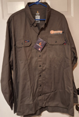 Lapco FR CAT2 Long Sleeve Button Down Uniform Shirt 7oz Cotton Gray XXL NEW