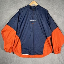 VTG Nike Team Broncos NFL Center Swoosh Nylon 1/4 Zip Windbreaker Jacket XL