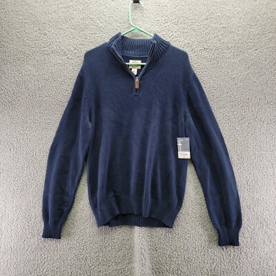 St John's Bay Sweater Men's Small 1/4 Zip Blue Navy Long Sleeve Warm