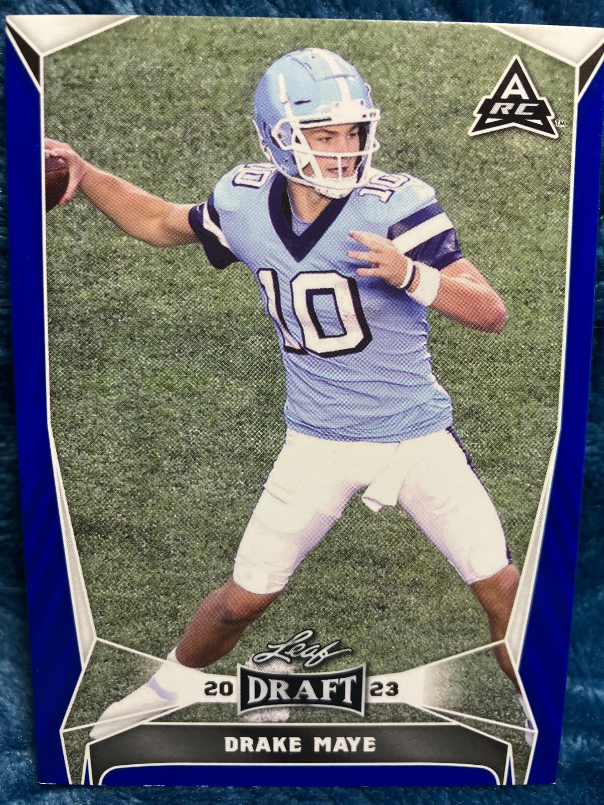 Drake Maye 2023 Leaf Draft # 34 Blue North Carolina RC