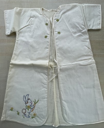 Vintage 4 Pc Baby Christening Set Hand Embroidered Bunny Long Short Coats Bibs - Picture 2 of 17