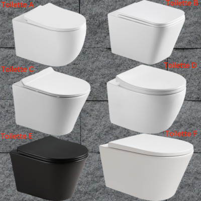 Hänge WC Spülrandlos Wand WC Toilette + Softclose WC-Deckel Weiß Matt Schwarz 