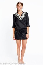 NWT NEW LANDS' END sz XS 2-4 COTTON LAWN Embroidered SWIMSUIT COVER-UP BLACK 59