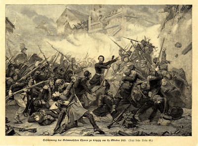 Leipzig Die Erstürmung des Grimmaischen Thores am 19.10.1813 Histor. Druck 1899