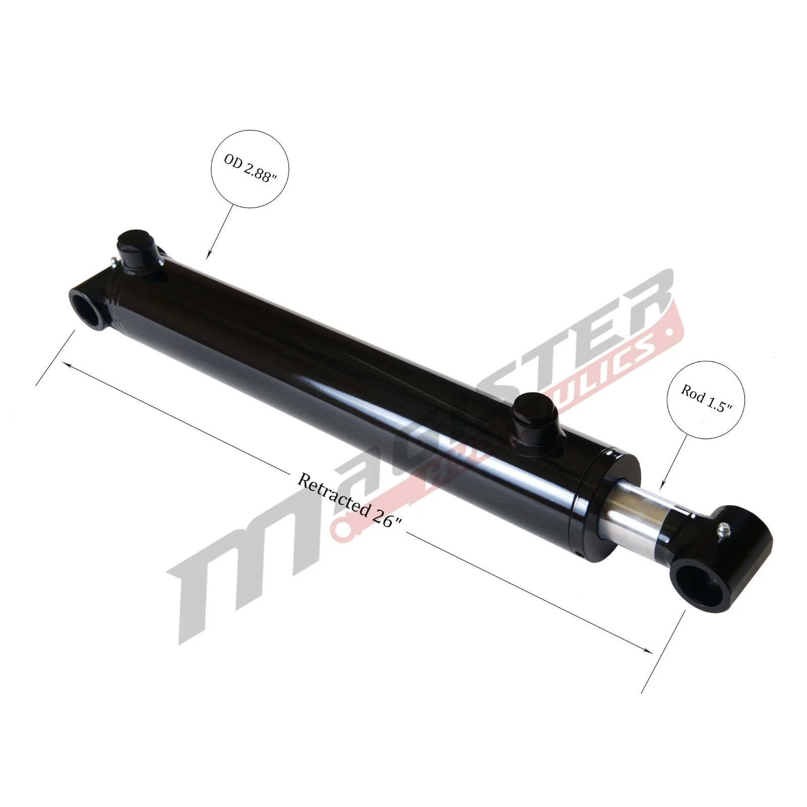 Hydraulic Cylinder Welded Double Acting 2.5" Bore 18" Stroke Cross Tube 2.5x18 image 3