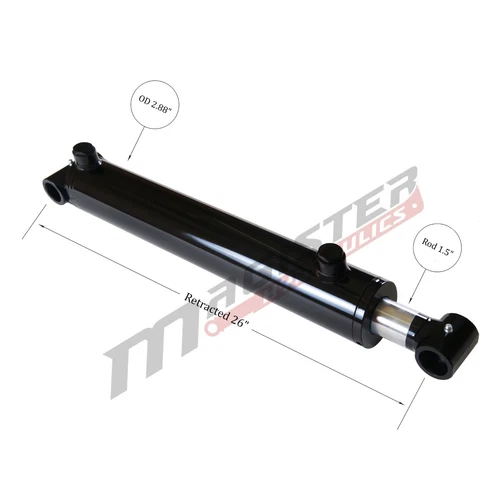 Hydraulic Cylinder Welded Double Acting 2.5" Bore 18" Stroke Cross Tube 2.5x18 image 3
