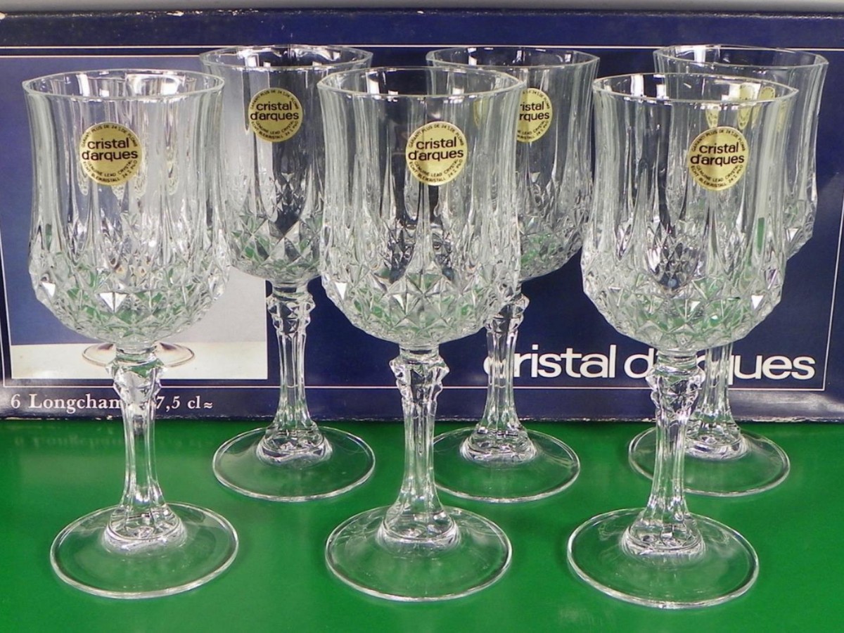 Cristal d'Arques LONGCHAMP Wine Goblet (s) SET OF 6 Vintage Clear