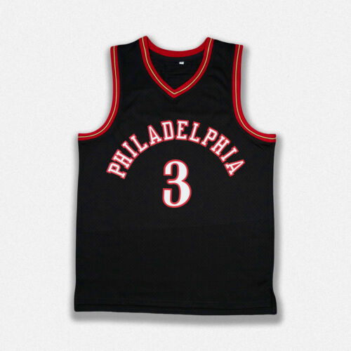 Maglia Allen Iverson Philadelphia 76ers firmata "The Answer" stile professionale nera BAS - Foto 2 di 2