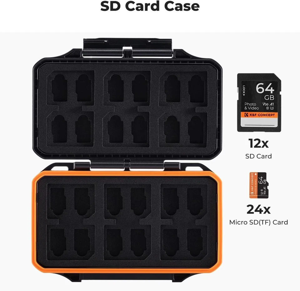 K&F Concept 36 Slots Memory Card Case Box for 12 x SD 24 x Micro SD (TF) Cards - Image 2 of 4